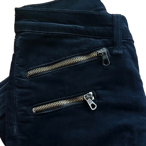 Rag & Bone Velvet Pants- Navy w Gold Zippers - Picture 3 of 3